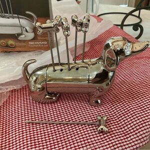 Classic Godinger Dachshund Cocktail Pick and stand Set - Party or decor